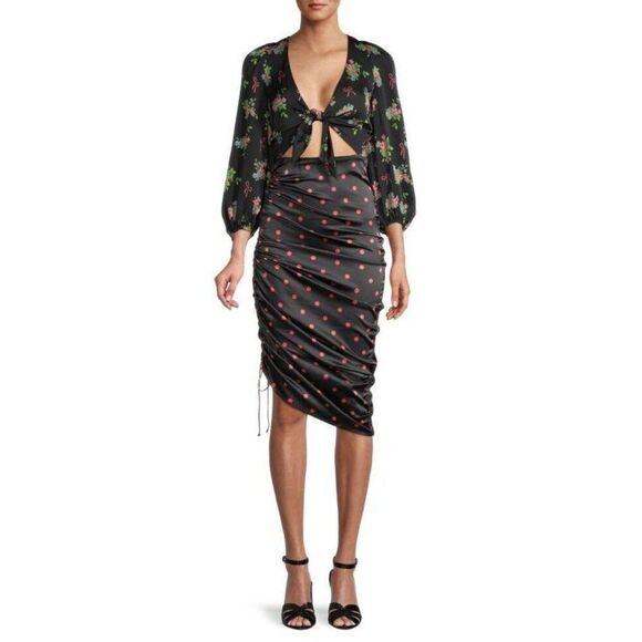 For Love & Lemons Wilson Print Ruched Mini Dress - Picture 3 of 6